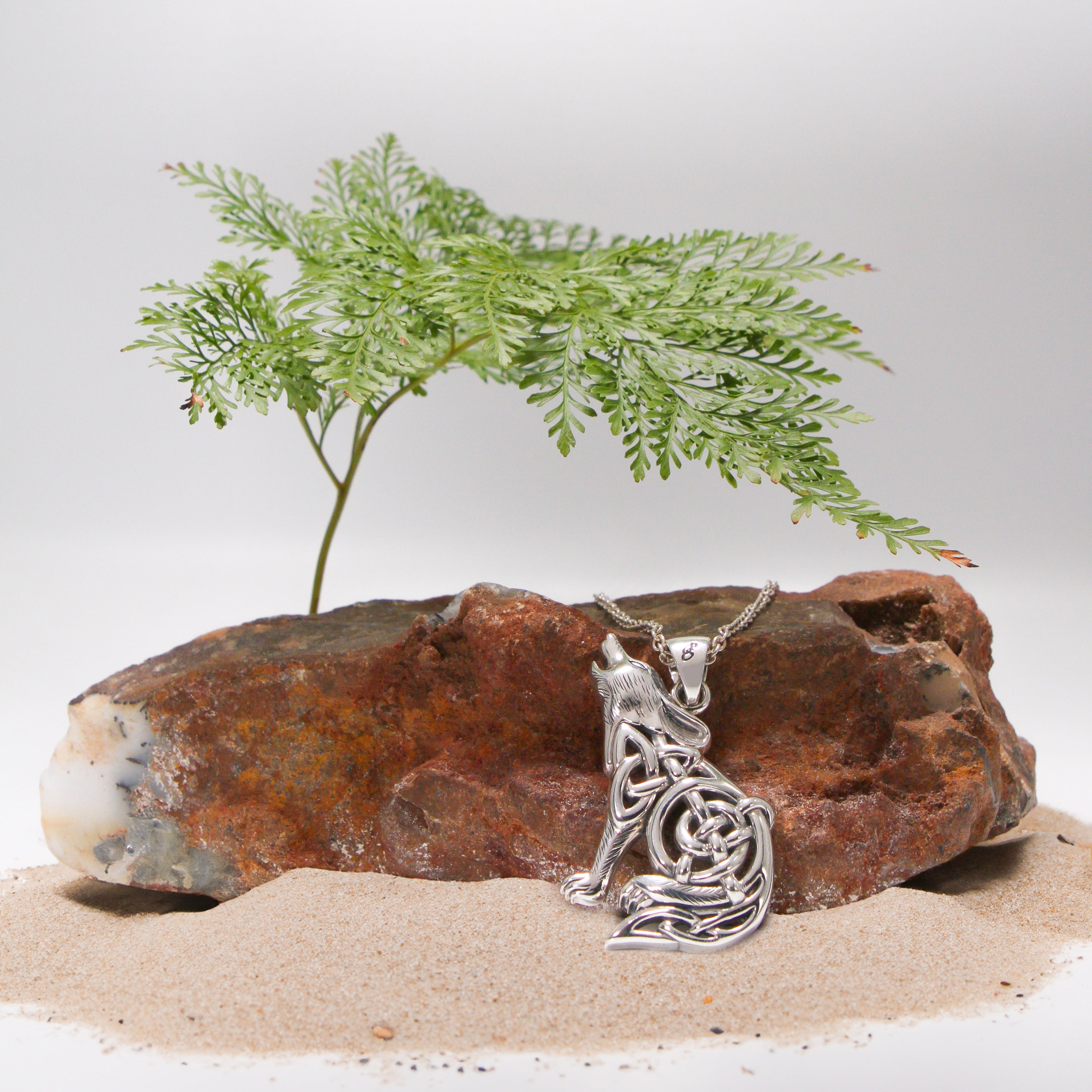 Celtic Spirit Howling Wolf Design for Unique Style Sterling Silver Pendant BY Peter Stone Jewelry TPD6138