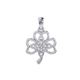 Celtic Shamrock and Four-Point Knots Sterling Silver Pendant - Intricate Connections by Peter Stone Jewelry TPD6206