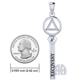 Peter Stone AA Recovery Key of Encouragement Sterling Silver Pendant TPD6358