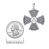 Templar Cross with AA Symbol Sterling Silver Pendant TPD6376