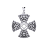 Templar Cross with NA Symbol Sterling Silver Pendant TPD6379