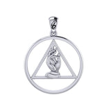 AA Recovery Symbol with Christogram Sterling Silver Pendant TPD6382