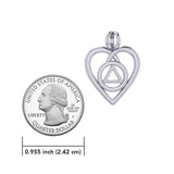 Heart with AA Recovery Symbol Sterling Silver Pendant TPD6387