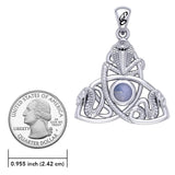 Triple Snake with Celtic Trinity Knot Sterling Silver Pendant with Gem TPD6426