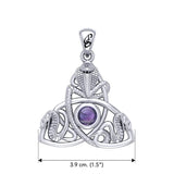 Triple Snake with Celtic Trinity Knot Sterling Silver Pendant with Gem TPD6426