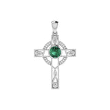 Modern Celtic Knot Cross Gem Silver Pendant TPD721