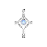 Modern Celtic Knot Cross Gem Silver Pendant TPD721