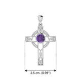 Modern Celtic Knot Cross Gem Silver Pendant TPD721