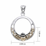 Celtic Claddagh & Celtic Knotwork Silver and 14K Gold accent Pendant TPV1442