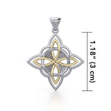 Four Point Knot Silver and 14K Gold Accent Pendant TPV3340