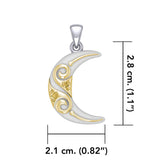 Spiral Crescent Moon  Silver and 14K Gold Accent Pendant TPV3411