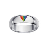 Rainbow Triangle Inlay Silver Band Ring TR1422