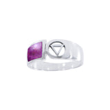 Pride Symbol with Rainbow Color Inlay Silver Ring TR285