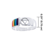 Pride Symbol with Rainbow Color Inlay Silver Ring TR285