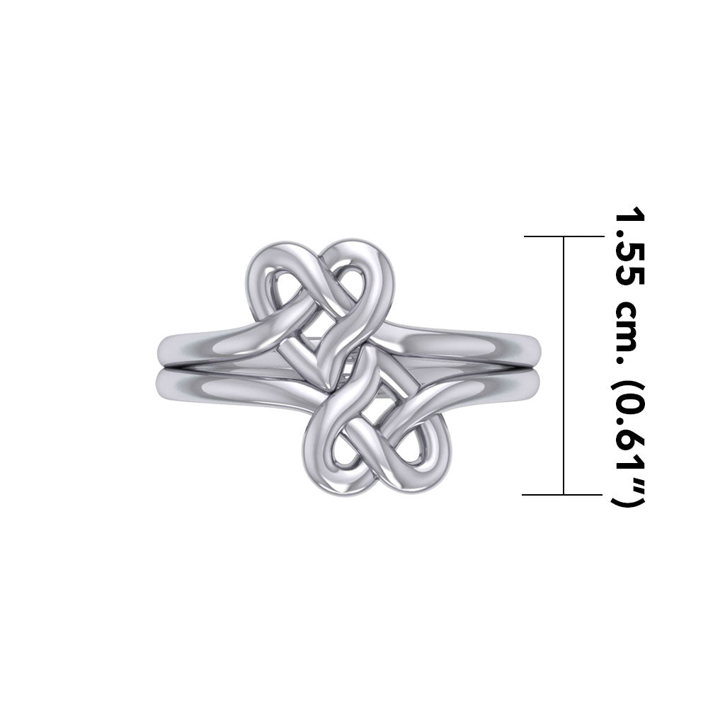 Double Celtic Heart Silver Ring TRI2391