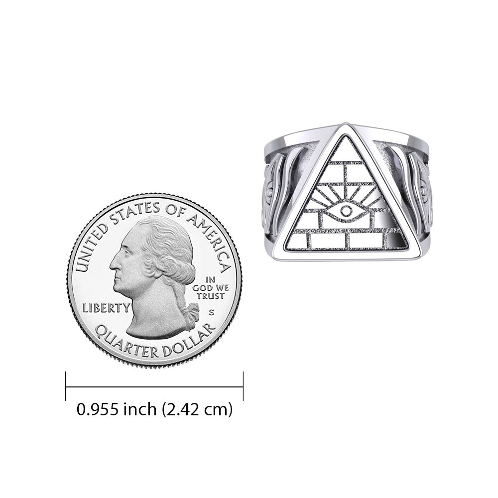 Eye of Providence Silver Ring With Eye of Horus Side TRI2412