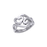 Double Heart Silver Puzzle Ring By Peter Stone Jewelry TRI2464