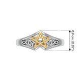 Celtic Knot  Pentacle Silver with 14K Gold Accent Ring TRV3813