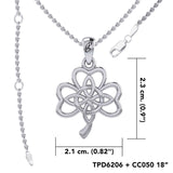 Celtic Shamrock and Four-Point Knots Sterling Silver Pendant - Intricate Connections by Peter Stone Jewelry TPD6206