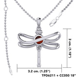 Ethereal Dragonfly Sterling Silver Pendant with Spiritual Gemstone by Peter Stone Jewelry - Divine Insect Symbolism for Spiritual Connection TPD6211