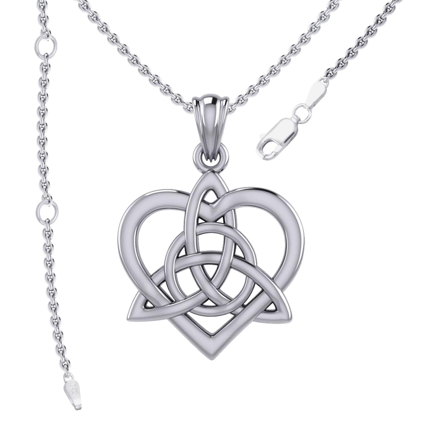 Celtic Flowing Heart Triquetra Sterling Silver Pendant – Graceful Symbol of Love and Unity by Peter Stone Jewelry TPD6215