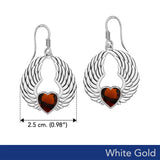 Gemstone Heart and Angel Wings Solid White Gold Earrings WER1742