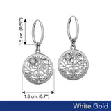 Celtic Tree of Life Solid White Gold Hoop Earrings WER2095