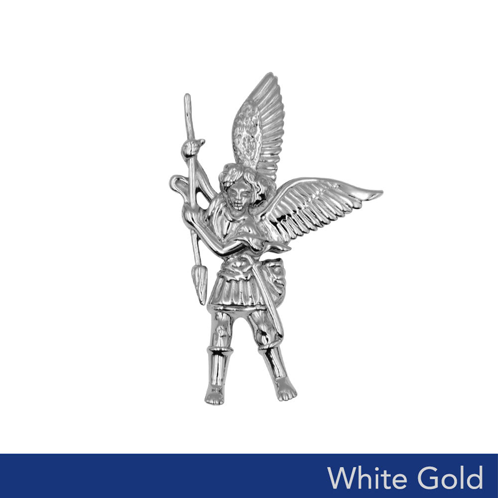 Archangel Michael 14K White Gold Pendant WPD3073