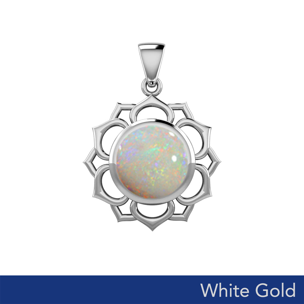 Chakra Solid White Gold Pendant with Large Stone WPD5687