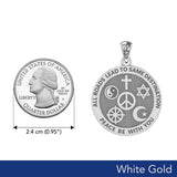Peace with Faith Symbols Solid White Gold Pendant WPD6360