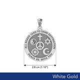 Peace with Faith Symbols Solid White Gold Pendant WPD6360
