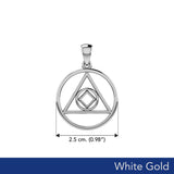 Double Recovery AA and NA Solid White Gold Pendant WPD6371
