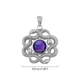 Ouroboros Snake with Celtic Knot Solid Gold Pendant with Gem GPD6410