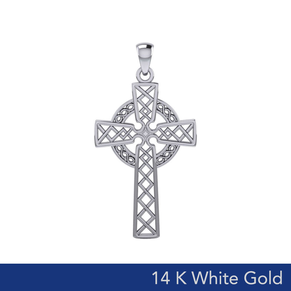 Modern Celtic Cross 14K White Gold Pendant WTP1031