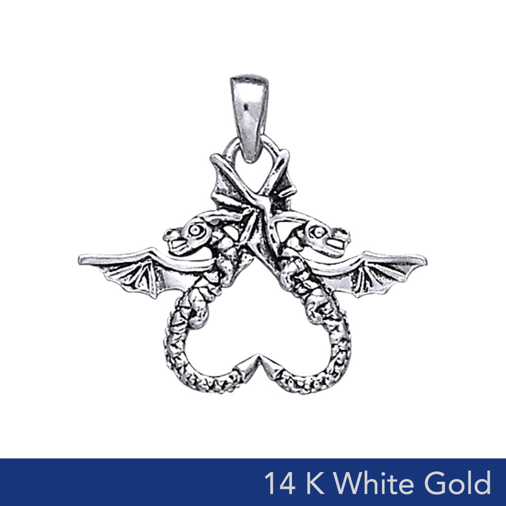 Dragon’s power of two ~ 14K White Gold Jewelry Pendant WTP896