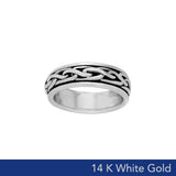 Celtic Knotwork 14K White Gold Spinner Ring WTR1693