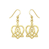 Celtic Motherhood Triquetra or Trinity Heart 14K Solid Gold Earrings GER1948