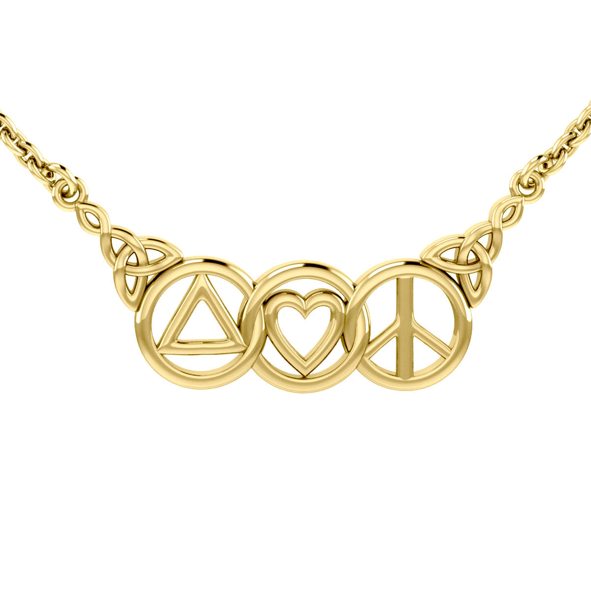 Love Peace and Recovery 14K Solid Gold Necklace GNC556