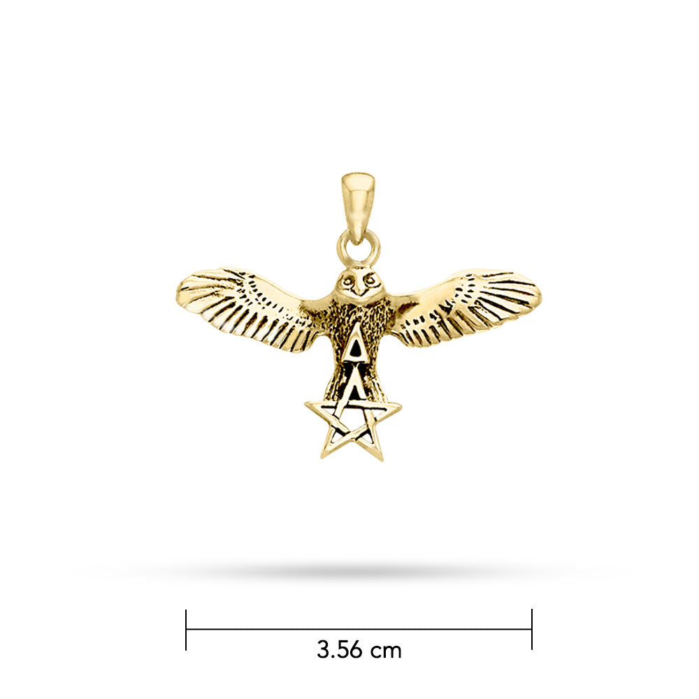 Flying Owl with Pentacle and Triangle Gold Pendant GPD1010