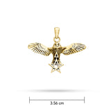 Flying Owl with Pentacle and Triangle Gold Pendant GPD1010
