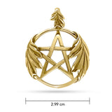 Gold Pentagram Pentacle Oak Leaves Pendant GPD132