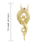 Captured by the Grace of the Angel Phoenix ~ Sterling  Solid Gold Jewelry Pendant with Gemstone GPD3266