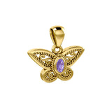 Life's colorful transformation ~ 14K Yellow Gold Jewelry Butterfly Pendant with Gemstone GPD3685