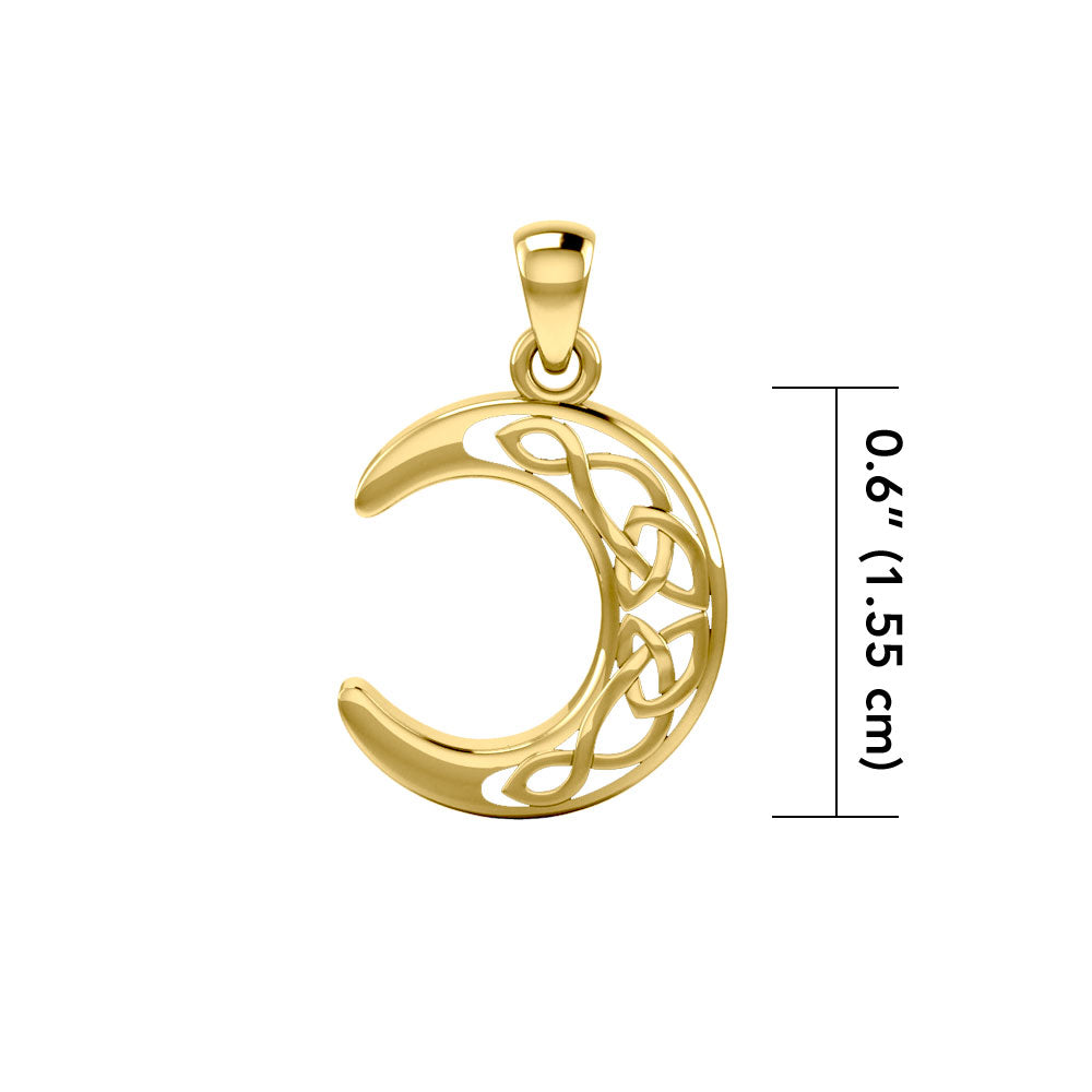 Solid Gold Celtic Crescent Moon Pendant GPD3711