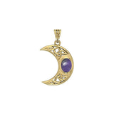 Blue Moon Solid Gold Pendant with Gemstone GPD4056