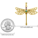 Lovely Spiritual Chakra Dragonfly 14K Yellow Gold Pendant GPD4214