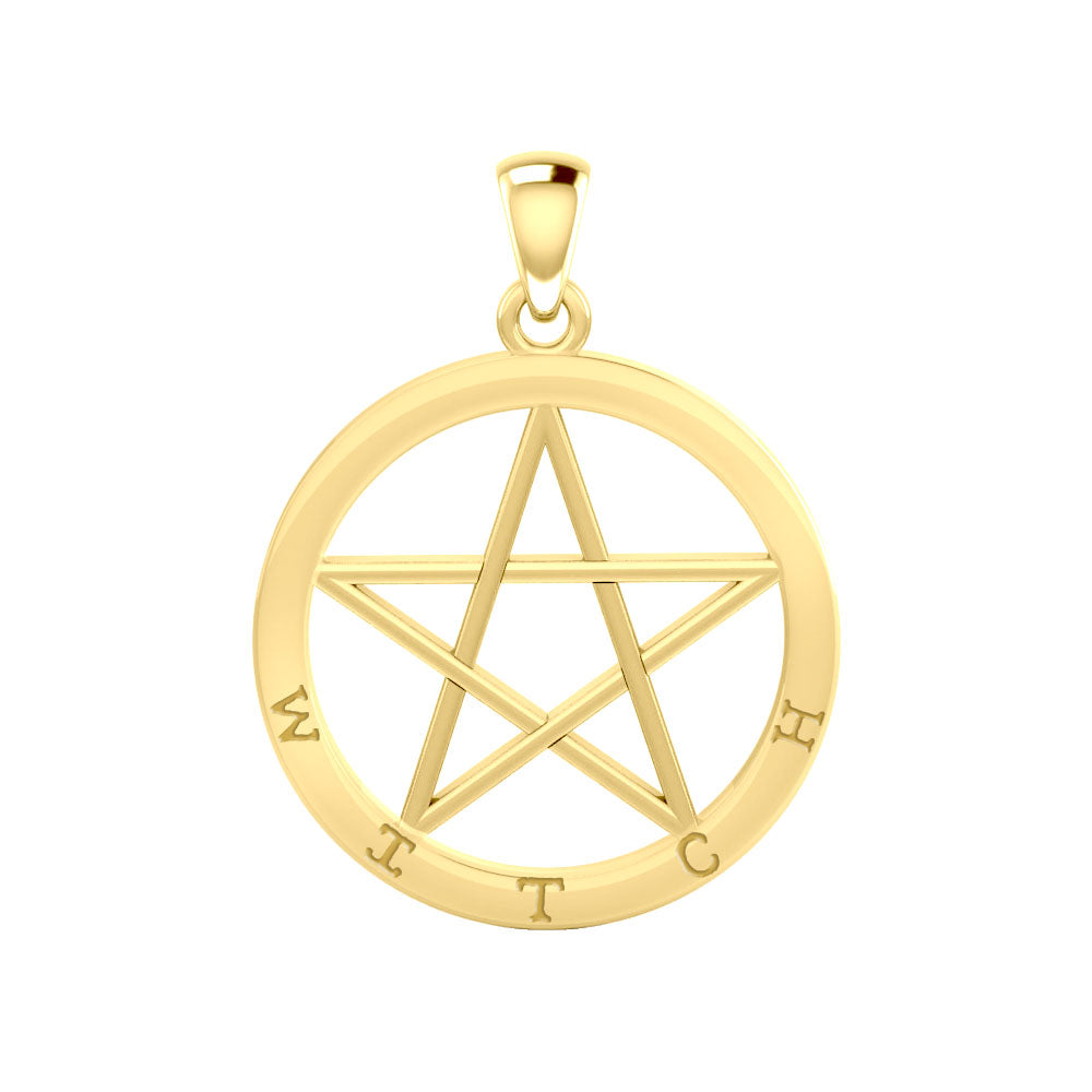 Witch Pentagram Solid Gold Pendant GPD4503
