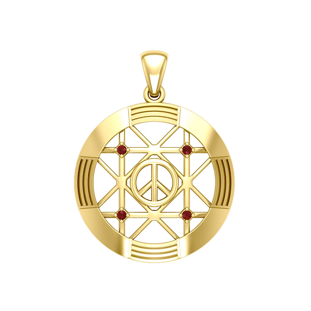 Peace Centralization Solid Gold Pendant with Gemstones GPD5143