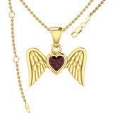 Gemstone Heart and Flying Angel Wings Yellow Gold Pendant GPD5228