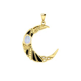 The Celtic Moon Raven 14K Yellow Gold Pendant with Gemstone GPD5262